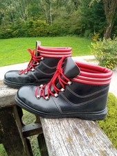 Anciennes Chaussures ski fond cuir Vintage Deco Chalet Montagne