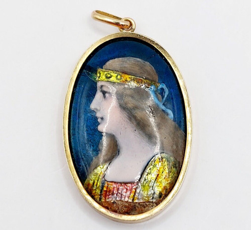Pendentif art nouveau limoges - pendentif,