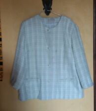 Veste beige petit carreau nuance couleur daxon T 50 sur pull tunique foulard 