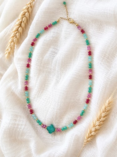 Collier trèfle turquoise - collier,