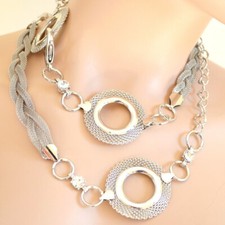 Ceinture femme, bijou argent, pendentifs, cercles, galon, cristaux strass U06