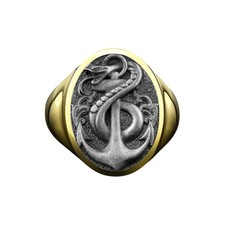Bague chevalière homme ancre