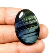 Pierre précieuse oeil de tigre bleu naturel forme ovale cabochon poli en vrac...