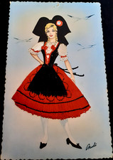N° 790/300 -Cpa postale  brodée -Costume Alsacienne Signée Non Ecrite