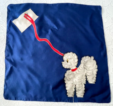 Foulard carré de Soie Peint main Caniche Ruban Rouge 56 x 58 cm Roulotté main !