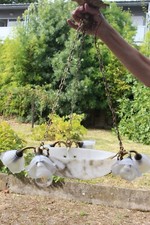 Ancien lustre 6 tulipes vasque   monture bronze  french antique