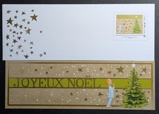 ENVELOPPE PRÉ AFFRANCHIE NEUVE CARTE VOEUX ET TIMBRE JOYEUX NOEL SAPIN