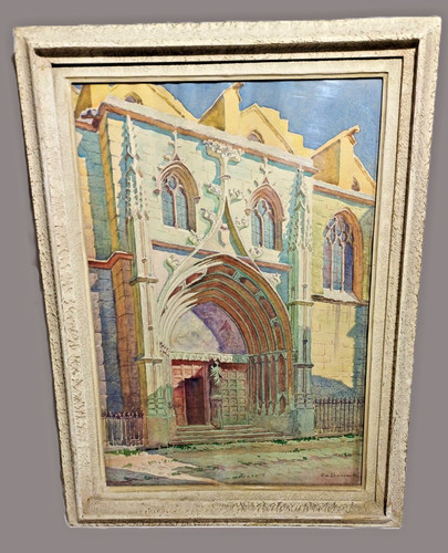 Aquarelle sous verre porte - aquarelle,