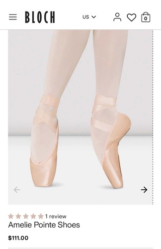 Bloch amelie pointe shoes size - amelie,
