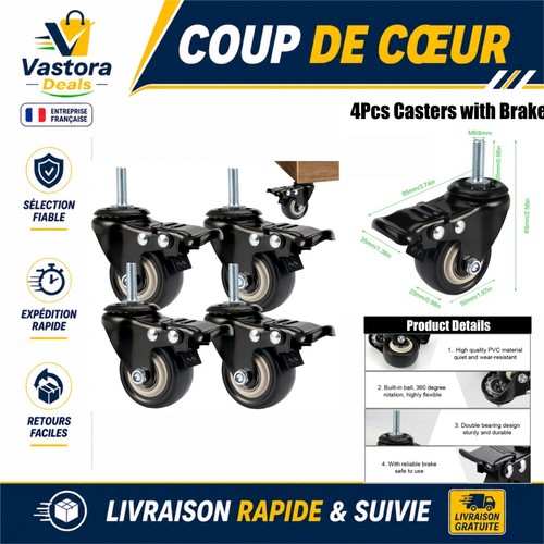 Roulettes pivotantes m8x25mm - 4,