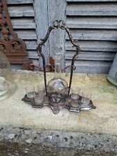service a liqueur noeud  Louis XVI en Métal Argenté carafe et 5 verres shabby