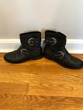 Zara Girls Size 36 Double Buckle Sparkle Black Bootie 