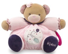 Kaloo Peluche ours Patapouf Ballon Petite Rose oiseau 25 cm