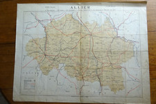 Grande carte murale scolaire départementale de l'ALLIER, années 50 ?