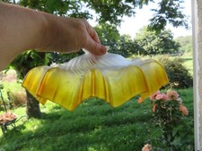 ancien abat-jour ou plafonnier en verre givré et bis couleur