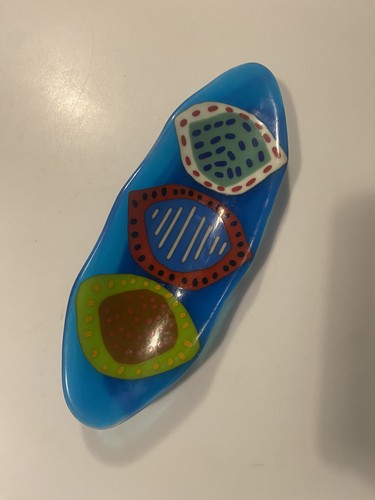 Fused art glass oval - art, retro