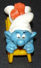 Figurine schtroumpf sur luge - schtroumpf,