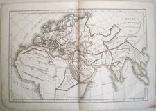 CARTE ANCIENNE MONDE CONNU DES ANCIENS PAR DELAMARCHE 1834