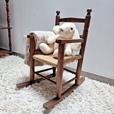 Fauteuil Rocking-chair Rustique en Bois Enfant - Vintage, Décoration Campagne