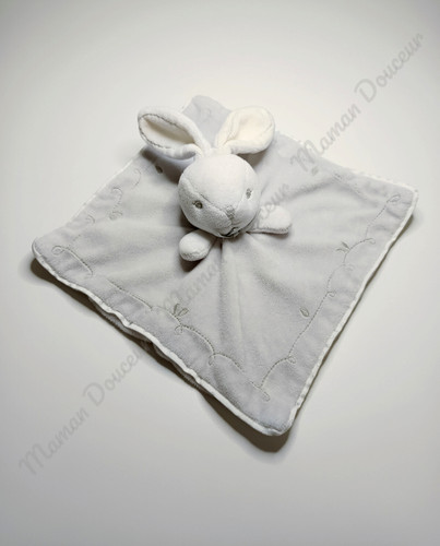 Doudou carré lapin gris clair - doudou,