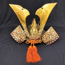 Casque Samurai Japonais Vintage KUSUNOKI MASASIGE Décor Dragon Kabuto OKIMONO #1