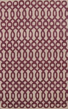 Tapis Contemporain Oriental En Laine À Poils Tissés À La Main Ivoire 5x8