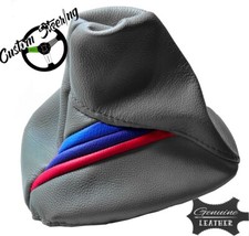 Pour BMW E36 1991-1998 Gris Moyen Cuir Gear Soufflet Avec M3 Couleurs Rayures