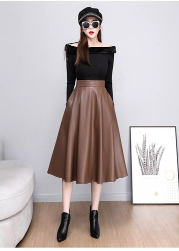 Jupe long cuir synthetique - long,