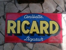 Ancienne Plaque tole RICARD LIQUEUR Anisette bar pub restaurant  95x50cm