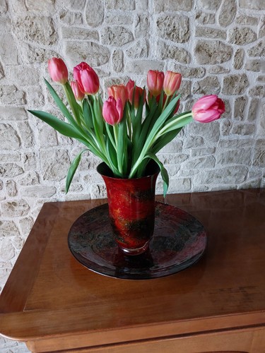 Vase laque line piece - line, unique