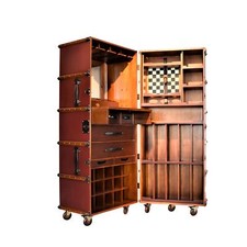 Modèles Authentiques Stateroom BAR Rouge Armoire A Vin Regal Whiskey Valise Bois