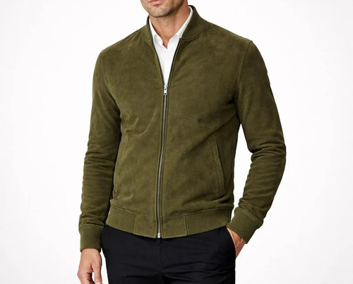 Men olive suede leather - olive,