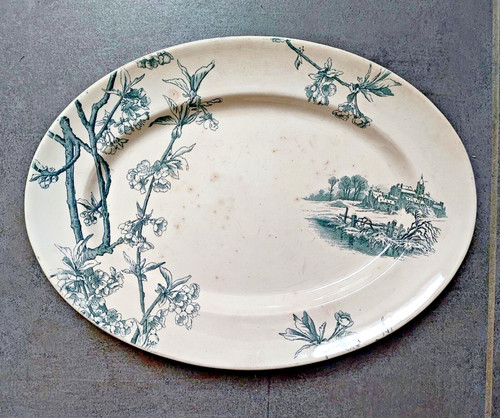 Plat ovale bleu - cm,