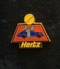 RARE PIN'S TENNIS HERTZ PORSCHE 911 BLEUE Roland Garros Signé AMC