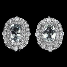 925 Argent Sterling Boucles Ancien Aigue-Marine 7x5mm Gemmes Naturelles Bijoux