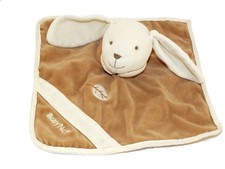 Doudou plat lapin marron blanc