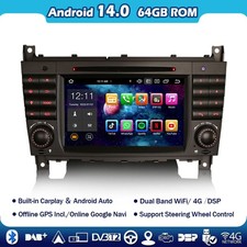 7" 8-Core Android 14 Autoradio Carplay DVD DAB+ Mercedes CLC/G/C Class W203 W463