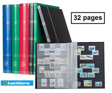 Leuchtturm - Classeur pour timbres BASIC A4 32 pages noires avec bandes rhodoïd