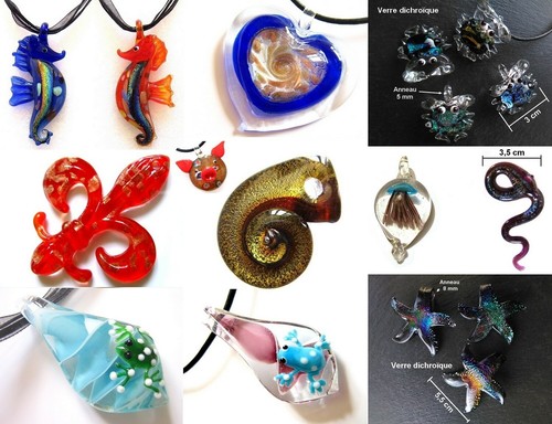 Pendentif verre lampwork - verre,