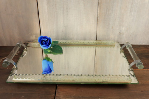 Ancien plateau verre miroir - verre,