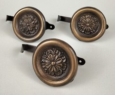 3 Patères Porte Manteau Crochets Laiton Motifs Floraux