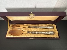 Couvert de service à salade Art Nouveau, 2 pièces, argent fourré poinçon 800