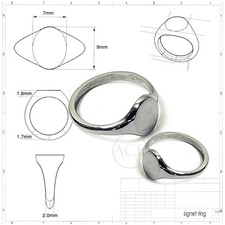 Solde 950 Solide Platine Chevalière sur-Mesure 9x7mm 5.3g U.K Poinçonnée L 5 USA