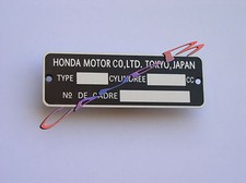 PLAQUE DE CADRE HONDA CB