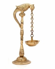 Statue De Lampe À Huile En Laiton Avec Design De Perroquet