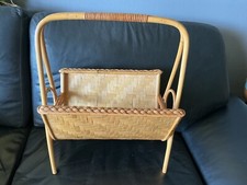 Porte revues vintage en tiges de bambou et feuilles de bambou