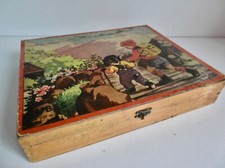 ANCIEN JEU DE CUBES EN BOIS 28 x 23 x Ht 5 cm - COMPLET - RARES USURES