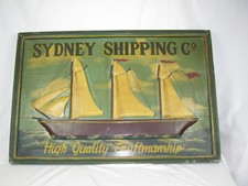   TABLEAU BATEAU TAMARIS  EN BOIS RELIEF PEINT  DECO  ANGLAIS  1970 ( 90x60 )