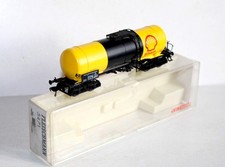 FLEISCHMANN HO 5471 WAGON CITERNE CUVE SHELL A PLATEFORME SERRE FREIN DB ESSENCE