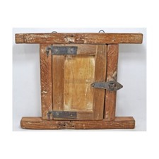 Ancien en Bois Petit Fenêtre Mural Décor Original Ancien Crafted Peint Rustique